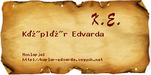 Káplár Edvarda névjegykártya